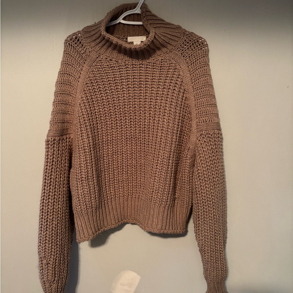 H&M Brown Chunky Cottagecore Boho Turtleneck Sweater Large - Picture 3 of 8